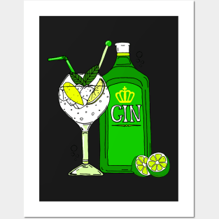 Gin and Tonic Gin o'Clock Cocktail Glass Posters and Art